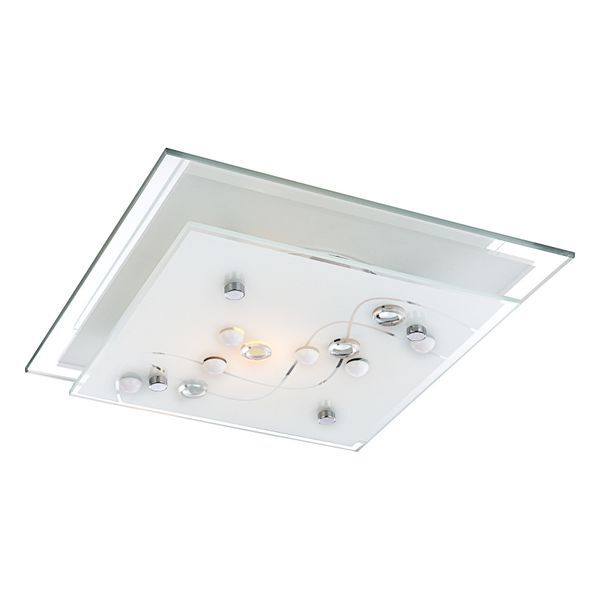 GLOBO 48092 BALLERINA I ПЛАФОН CHROME, GLASS SATINIZED, DECORATION STONES TRANSLUCENT, LXWXH:240X240X85, EXCL. 1XE27 ILLU 60W 230V