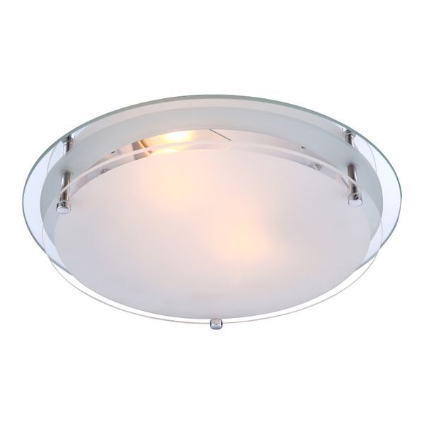 GLOBO 48167-2 INDI ПЛАФОН CHROME, GLASS TRANSLUCENT SATINIZED, A:315, H:85, EXCL. 2XE27 ILLU 60W 230V