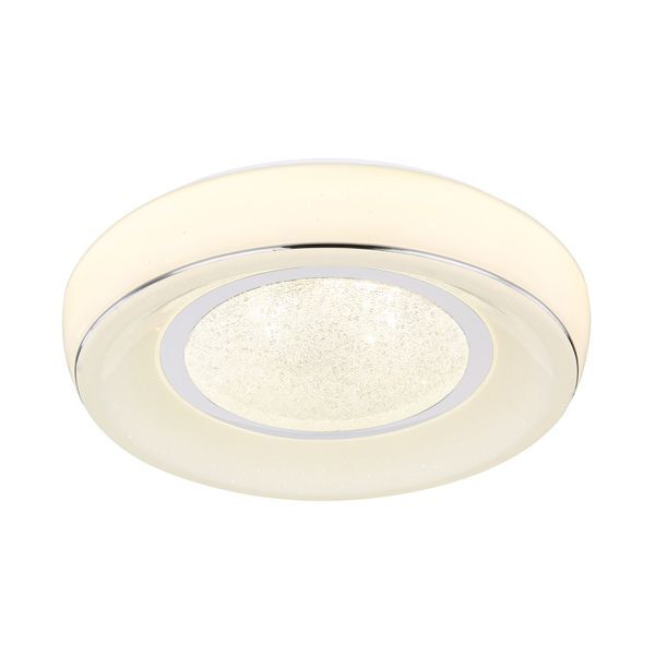 GLOBO 483110-18 MICKEY ПЛАФОН, METAL WHITE, CHROME, PLASTIC OPAL, PLASTIC CRYSTALS, SPARKLE DECOR, NIGHT LIGHT, DIMMABLE, REMOTE CONTROL, COLORS FIXABLE, Ø 390, H: 90, 1XLED 18W 230V, 1620LM SOURCE, 1300LM OUTPUT, CCT 3000-6000