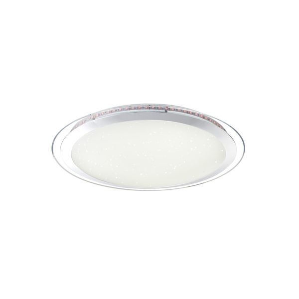 GLOBO 48365-60 NICOLE ПЛАФОН METAL WHITE, CHROME, ACRYLIC OPAL TRANSLUCENT, SUITABLE FOR DIMMING,REMOTE CONTROL,COLOR CHANGE,COLOR FIXING,A:550,H:100, 1XLED 60W 230V 3300LM 68XRGB LED 0,1W 230V, CCT 3.000-4500-6.000