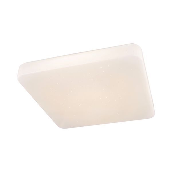 GLOBO 48374-24 AXEL ПЛАФОН METAL WHITE, PLASTIC OPAL WHITE, SPARKLE DECOR, IP44, LXWXH: 370X370X75, INCL. 1XLED 24W 230V, 2400LM SOURCE, 2220LM OUTPUT, 4000K ВЛАГОЗАЩИТЕН