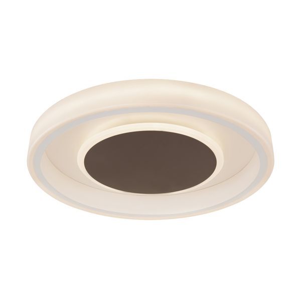 GLOBO 48398-40 GOFFI ПЛАФОН METAL WHITE, ACRYLIC OPAL, METAL BROWN, SUITABLE FOR DIMMING, REMOTE CONTROL, COLOR FIXING, D:495, H:95, INCL. 1XLED 40W 230V, 4000LM SOURCE, 2400LM OUTPUT, CCT 3.000-6.000