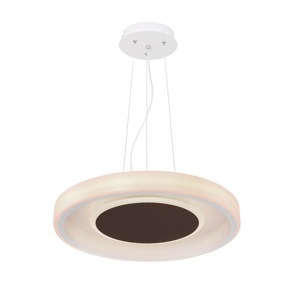 GLOBO 48398-40H GOFFI ПЕНДЕЛ METAL WHITE, ACRYLIC OPAL, METAL BROWN, SUITABLE FOR DIMMING, REMOTE CONTROL, COLOR FIXING, D:500, H:1500, INCL. 1XLED 40W 230V, 4000LM SOURCE, 2400LM OUTPUT, CCT 3.000-6.000
