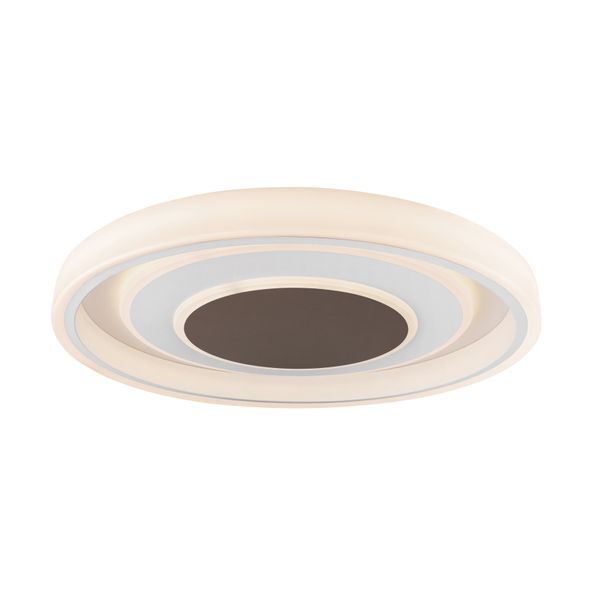 GLOBO 48398-75 GOFFI ПЛАФОН METAL WHITE, ACRYLIC OPAL, METAL BROWN, SUITABLE FOR DIMMING, REMOTE CONTROL, COLOR FIXING, D:690, H:100, INCL. 1XLED 75W 230V, 7500LM SOURCE, 4000LM OUTPUT, CCT 3.000-6.000