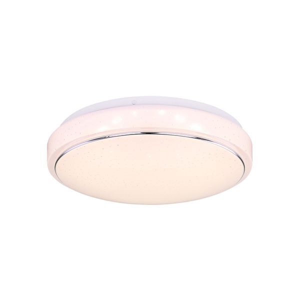 GLOBO 48408-18 KALLE ПЛАФОН METAL WHITE, PLASTIC OPAL, CHROME RING, D:285, H:75, INCL. 1XLED 18W 230V, 1650LM SOURCE, 1300LM OUTPUT, 3000K