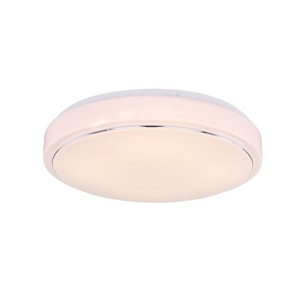 GLOBO 48408-24 KALLE ПЛАФОН METAL WHITE, PLASTIC OPAL, CHROME RING, D:375, H:75, INCL. 1XLED 24W 230V, 2500LM SOURCE, 1900LM OUTPUT, CCT 3.000-4000-6.000