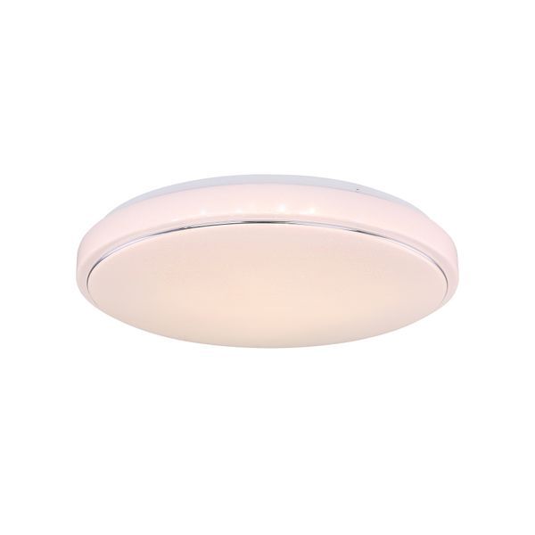 GLOBO 48408-32 KALLE ПЛАФОН METAL WHITE, PLASTIC OPAL, CHROME RING, D:490, H:75, INCL. 1XLED 32W 230V, 4300LM SOURCE, 3300LM OUTPUT, CCT 3.000-4000-6.000