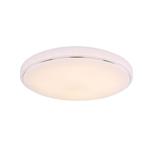 GLOBO 48408-40 KALLE ПЛАФОН METAL WHITE, PLASTIC OPAL, CHROME RING, SUITABLE FOR DIMMING, REMOTE CONTROL, COLOR CHANGE, COLOR FIXING, D:575, H:75, INCL. 1XLED 40W 230V, 4300LM SOURCE, 3300LM OUTPUT, 1XRGB LED 5W 230V, CCT 3.000-4000-6.000