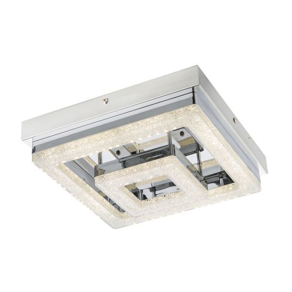 GLOBO 49246-16 FOGO ПЛАФОН STAINLESS STEEL, ACRYLIC WHITE, K5 CRYSTALS TRANSLUCENT, LXWXH:260X260X85, INCL. 1XLED 16W 230V, 1600LM SOURCE, 950LM OUTPUT, 4000K