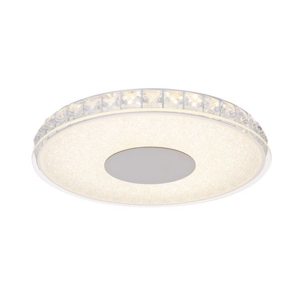 GLOBO 49336-16R DENNI ПЛАФОН METAL SILVER METALLIC, GLASS OPAL, PLASTIC CRYSTALS TRANSLUCENT, D:300, H:40, INCL. 1XLED 16W 230V, 1600LM SOURCE, 1080LM OUTPUT, 4000K