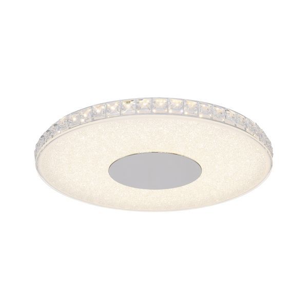 GLOBO 49336-24R DENNI ПЛАФОН METAL SILVER METALLIC, GLASS OPAL, PLASTIC CRYSTALS TRANSLUCENT, D:400, H:40, INCL. 1XLED 24W 230V, 2400LM SOURCE, 1600LM OUTPUT, 4000K