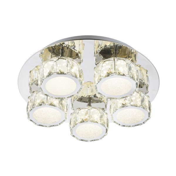 GLOBO 49350D4 AMUR ПЛАФОН CHROME, K5 CRYSTALS TRANSLUCENT, ACRYLIC SATINIZED, SUITABLE FOR DIMMING, A:400, H:110, INCL. 1XLED 40W 230V, 4000LM SOURCE, 2800LM OUTPUT, 4000K