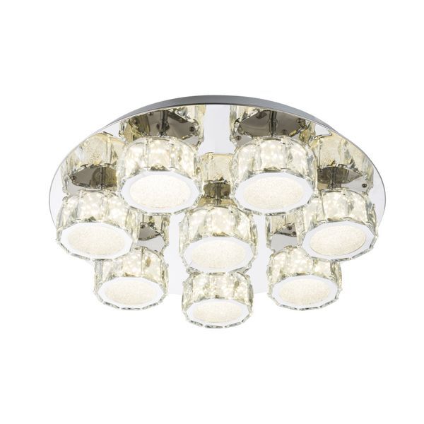 GLOBO 49350D5 AMUR ПЛАФОН CHROME, K5 CRYSTALS TRANSLUCENT, ACRYLIC SATINIZED, SUITABLE FOR DIMMING, A:500, H:110, INCL. 1XLED 64W 230V, 6400LM SOURCE, 4580LM OUTPUT, 4000K