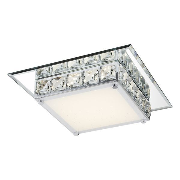 GLOBO 49355 MARGO ПЛАФОН CHROME, GLASS OPAL, K5 CRYSTALS TRANSLUCENT, LXWXH:250X250X70, INCL. 1XLED 12W 230V, 1200LM SOURCE, 720LM OUTPUT, 4000K