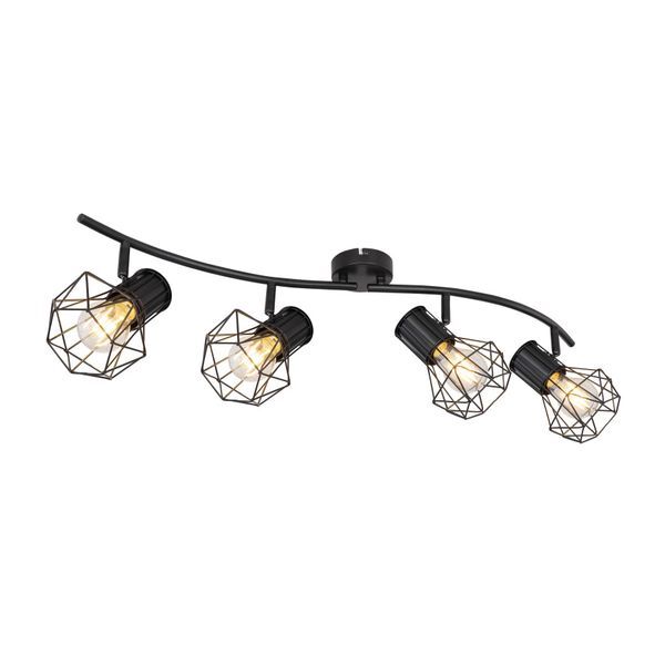 GLOBO 54017-4 PRISKA ПЛАФОН, METAL BLACK, METAL BLACK, MOVABLE, LXWXH: 800X225X190, EXCLUDE 4XE27 40W 230V
