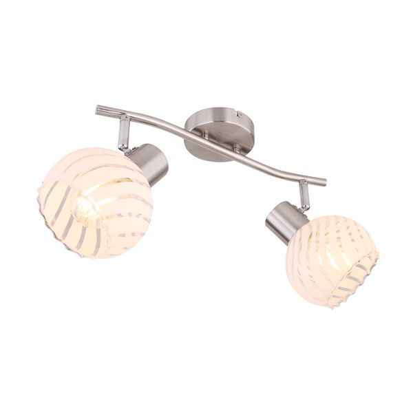 GLOBO 54025-2 WILLY АПЛИК, NICKEL MATT, GLASS CLEAR WHITE, LXWXH: 360X190X192, EXCLUDE 2XE27 40W 230V