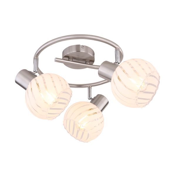 GLOBO 54025-3 WILLY ПЛАФОН, NICKEL MATT, GLASS CLEAR WHITE, Ø 280, H: 190, EXCLUDE 3XE27 40W 230V