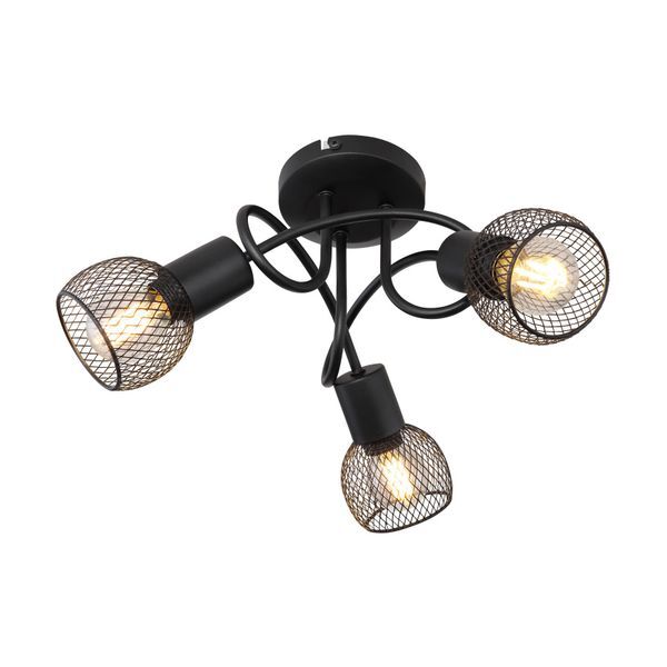 GLOBO 54028-3S FIASTRA ПЛАФОН, METAL BLACK MATT, METAL BLACK MATT, SHADES MADE OF METAL MESH, Ø360, H: 200, EXCLUDE 3XE14 40W 230V