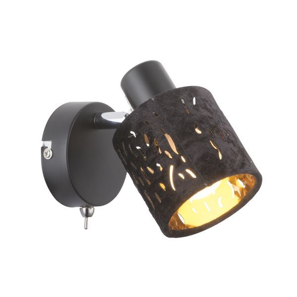 GLOBO 54121-1 TROY СПОТLIGHT METAL BLACK, CHROME, VELVET BLACK, SWITCH, WXH:80X120, OH:120, EXCL. 1XE14 8W 230V