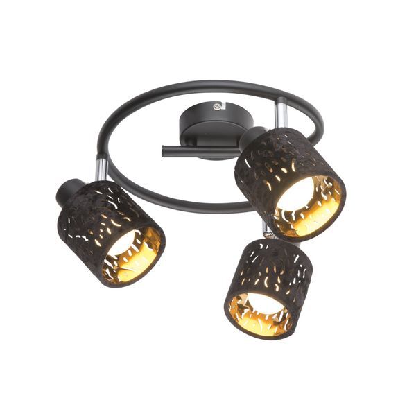 GLOBO 54121-3 TROY СПОТLIGHT METAL BLACK, CHROME, VELVET BLACK, A:250, H:150, EXCL. 3XE14 8W 230V