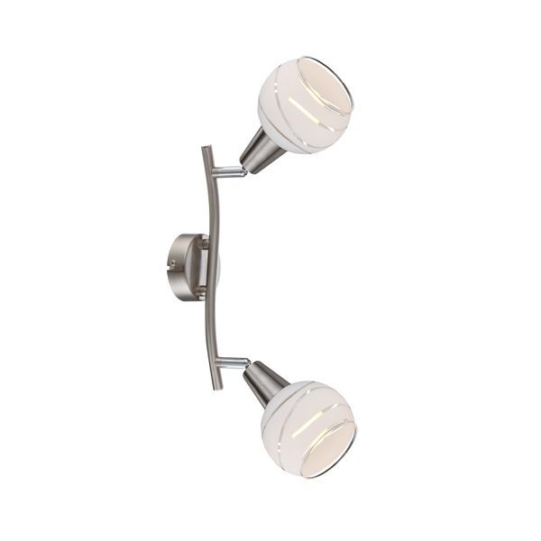 GLOBO 54341-2 ELLIOTT LED СПОТLIGHT NICKEL MATT, GLASS SATINIZED TRANSLUCENT, LXH:280X210, INCL. 2XE14 LED 5W 230V, 400LM SOURCE, 320LM OUTPUT, 3000K