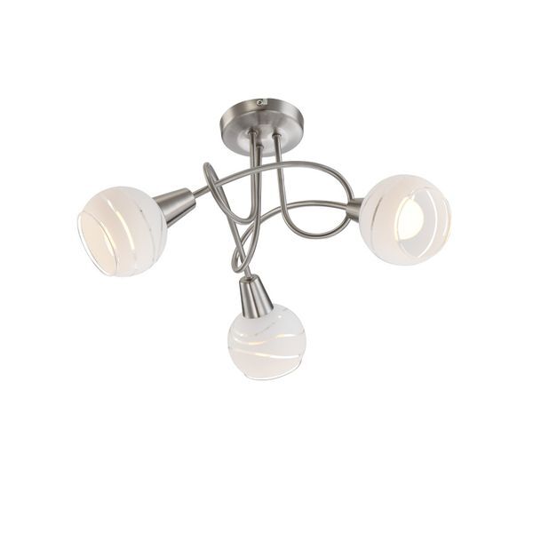 GLOBO 54341-3 ELLIOTT ПЛАФОН NICKEL MATT, GLASS SATINIZED TRANSLUCENT, A:390, H:245, INCL. 3XE14 LED 5W 230V, 400LM SOURCE, 320LM OUTPUT, 3000K