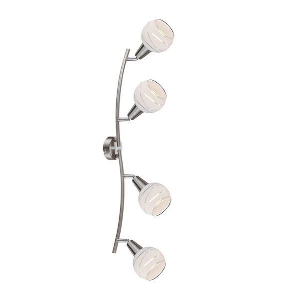 GLOBO 54341-4 ELLIOTT LED СПОТLIGHT NICKEL MATT, GLASS SATINIZED TRANSLUCENT, LXWXH:700X315X210, INCL. 4XE14 LED 5W 230V, 400LM SOURCE, 320LM OUTPUT, 3000K