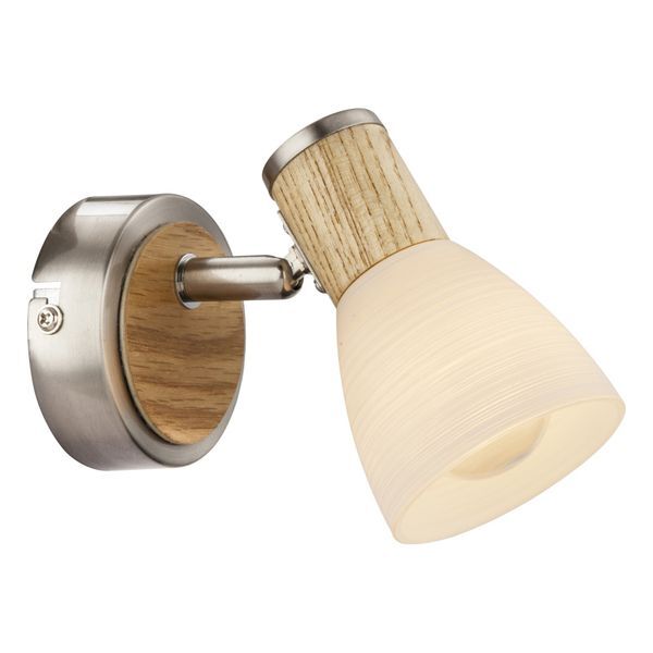 GLOBO 54352-1 GYLFI СПОТLIGHT NICKEL MATT, WOOD, GLASS OPAL, WXH:80X110, OH:130, EXCL. 1XE14 40W 230V