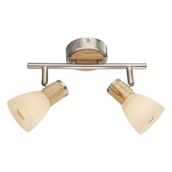 GLOBO 54352-2 GYLFI СПОТLIGHT NICKEL MATT, WOOD, GLASS OPAL, LXH:255X155, EXCL. 2XE14 40W 230V
