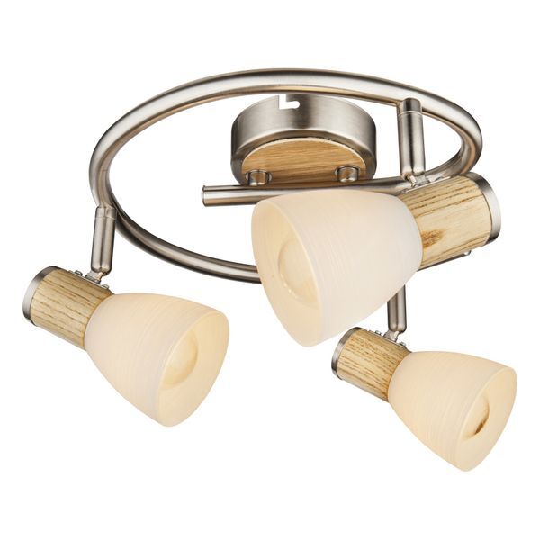 GLOBO 54352-3 GYLFI СПОТLIGHT NICKEL MATT, WOOD, GLASS OPAL, A:250, H:155, EXCL. 3XE14 40W 230V