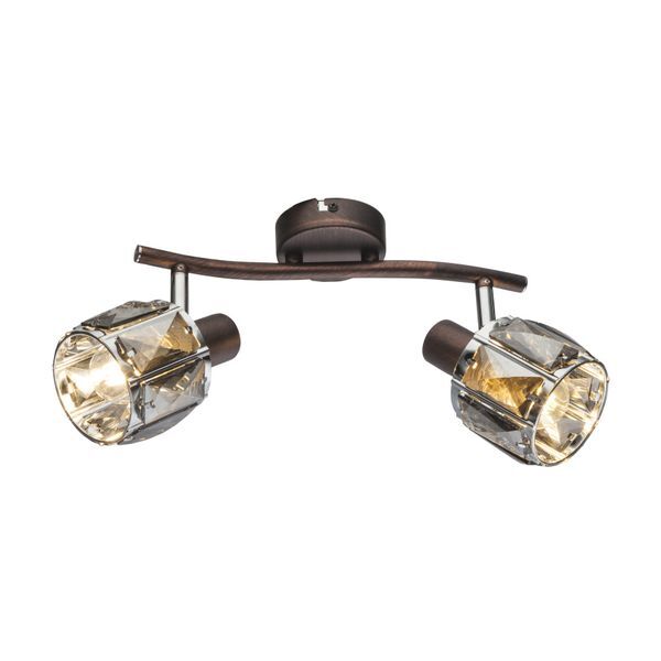 GLOBO 54357-2 INDIANA СПОТLIGHT BRONZE, CHROME, GLASS CRYSTALS SMOKY, LXH:280X180, EXCL. 2XE14 40W 230V