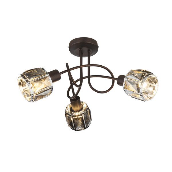GLOBO 54357-3 INDIANA ПЛАФОН BRONZE, CHROME, GLASS CRYSTALS SMOKY, A:380, H:240, EXCL. 3XE14 40W 230V