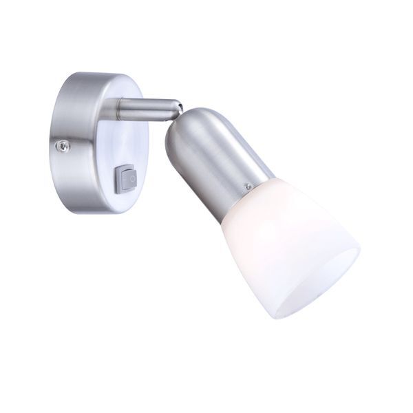 GLOBO 5453-1 CATHY СПОТLIGHT NICKEL MATT, GLASS WHITE, SWITCH, WXH:80X150, OH:120, EXCL. 1XE14 40W 230V