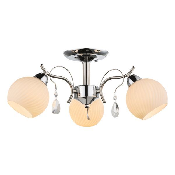 GLOBO 54711-3 PERDITA ПЛАФОН CHROME NICKEL MATT, GLASS OPAL, K5 CRYSTALS TRANSLUCENT, A:530, H:240, EXCL. 3XE14 60W 230V