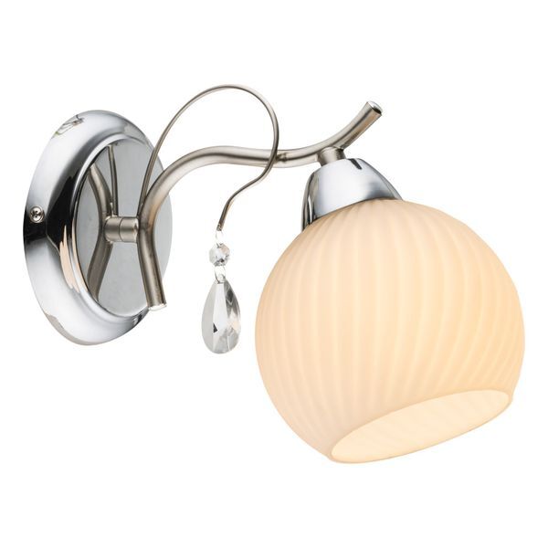 GLOBO 54711W PERDITA АПЛИК CHROME NICKEL MATT, GLASS OPAL, K5 CRYSTALS TRANSLUCENT, WXH:125X170, OH:225, EXCL. 1XE14 60W 230V