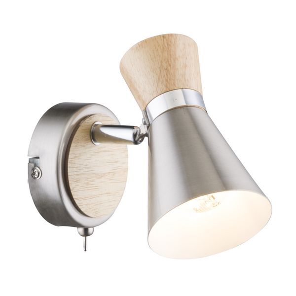 GLOBO 54807-1 MAREI СПОТLIGHT WOOD NICKEL MATT, CHROME, SWITCH, WXH:85X135, OH:135, EXCL. 1XE14 25W 230V