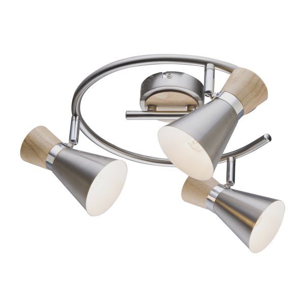 GLOBO 54807-3 MAREI СПОТLIGHT WOOD NICKEL MATT, CHROME, A:280, H:160, EXCL. 3XE14 25W 230V