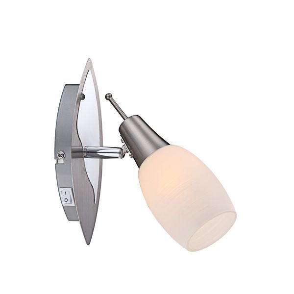 GLOBO 54983-1 GILLIAN СПОТLIGHT CHROME NICKEL MATT, GLASS WHITE, SWITCH, LXW:75X235, OH:140, EXCL. 1XE14 40W 230V