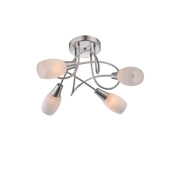 GLOBO 54983-4D GILLIAN ПЛАФОН CHROME NICKEL MATT, GLASS WHITE, A:495, H:310, EXCL. 4XE14 40W 230V