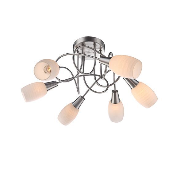GLOBO 54983-6D GILLIAN ПЛАФОН CHROME NICKEL MATT, GLASS WHITE, WHITE, A:525, H:310, EXCL. 6XE14 40W 230V