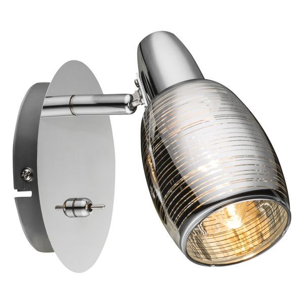 GLOBO 54986-1 CARSON СПОТLIGHT CHROME, GLASS TRANSLUCENT, CHROME STRIPES, SWITCH, WXH:90X150, OH:140, EXCL. 1XE14 40W 230V
