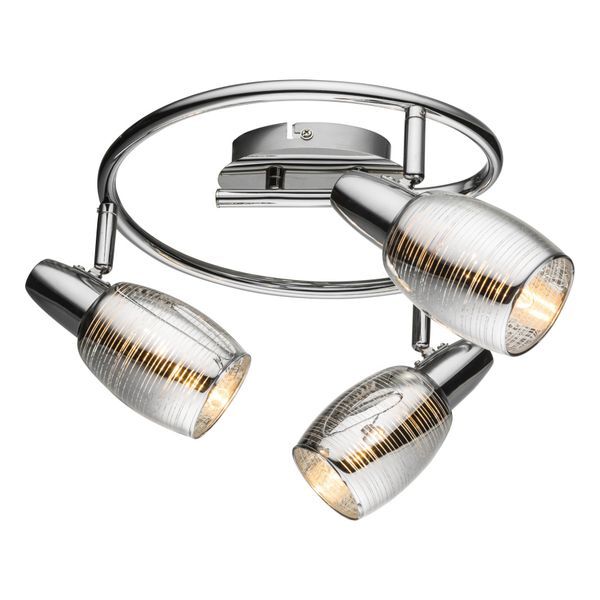 GLOBO 54986-3 CARSON СПОТLIGHT CHROME, GLASS TRANSLUCENT, CHROME STRIPES, A:290, H:165, EXCL. 3XE14 40W 230V