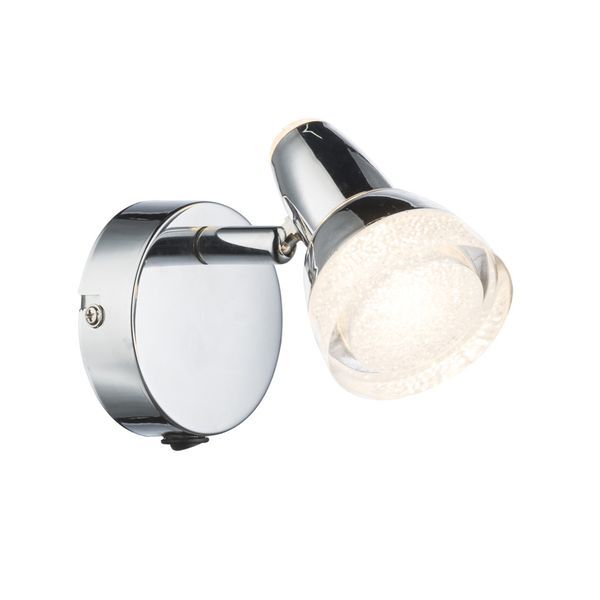 GLOBO 56134-1 ALASKA LED СПОТLIGHT CHROME, PLASTIC CHROME, GLASS CRYSTALS TRANSLUCENT, WXH:80X105, OH:140, INCL. 1XLED 4W 230V, 320LM SOURCE, 200LM OUTPUT, 3000K