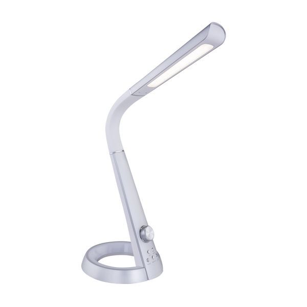GLOBO 58376S MITTI НАСТОЛНА ЛАМПА PLASTIC SILVER WHITE, SUITABLE FOR DIMMING, COLOR CHANGE, COLOR FIXING, TOUCH ON/OFF, LXWXH:343X183X640, INCL. 1XLED 8W 230V, 450LM, 1XRGB LED 2W 12V, BUNT, CCT 3.000-4300-6.300