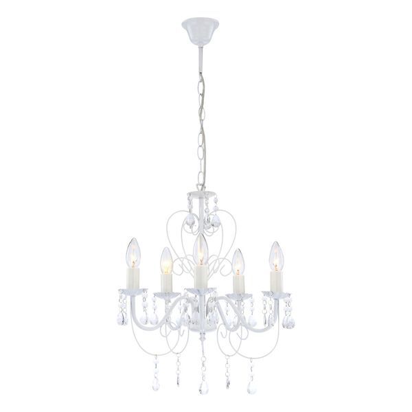 GLOBO 63126-5 PINJA CHANDELIER METAL WHITE, ACRYLIC CRYSTALS TRANSLUCENT, A:440, H:1500, EXCL. 5XE14 40W 230V