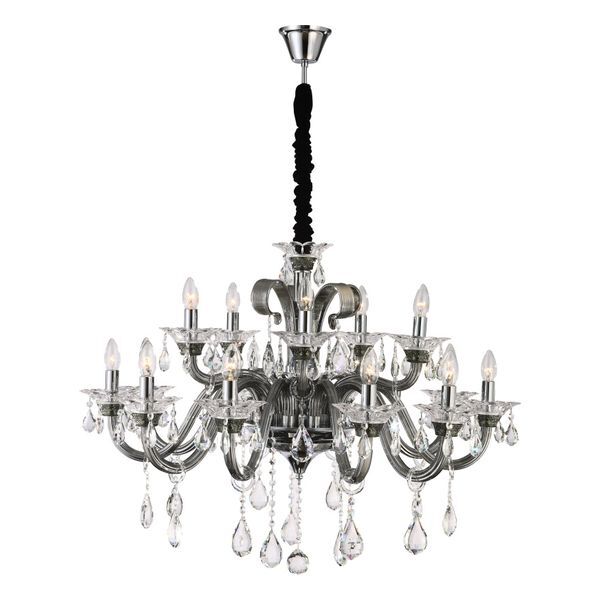 GLOBO 64104-15 DUNJA ПЕНДЕЛ CHROME, K9 CRYSTALS TRANSLUCENT SMOKY, A:950, H:1345, EXCL. 15XE14 40W 230V