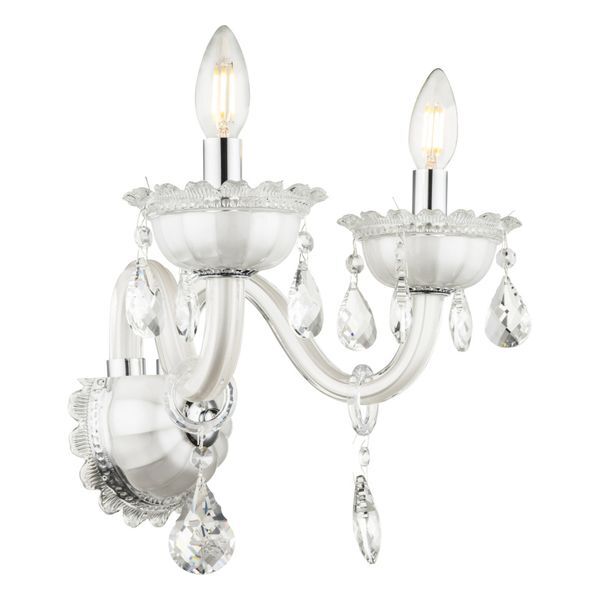 GLOBO 64118-2W TEEJAY АПЛИК WHITE, GLASS, K5 CRYSTALS TRANSLUCENT, WXH:580X360, OH:280, EXCL. 2XE14 40W 230V