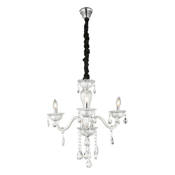 GLOBO 64118-3 TEEJAY CHANDELIER WHITE, GLASS, K5 CRYSTALS TRANSLUCENT, A:610, H:1500, EXCL. 3XE14 40W 230V