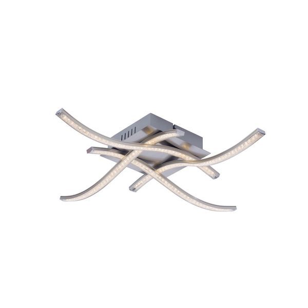 GLOBO 67004-15 JORNE ПЛАФОН NICKEL MATT, PLASTIC, WITH GLITTERING FOIL, LXWXH:475X475X80, INCL. 1XLED 15W 25V, 1350LM SOURCE, 1050LM OUTPUT, 3000K