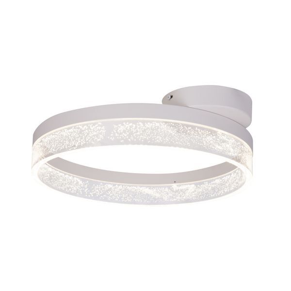 GLOBO 68225-24 SMITTY ПЛАФОН, METAL WHITE, ACRYLIC WITH AIR BUBBLES, RING DM: 40 CM, LXWXH: 435X400X105, INCL. 1XLED 24W 230V, 2400LM SOURCE, 1800LM OUTPUT, 4000K
